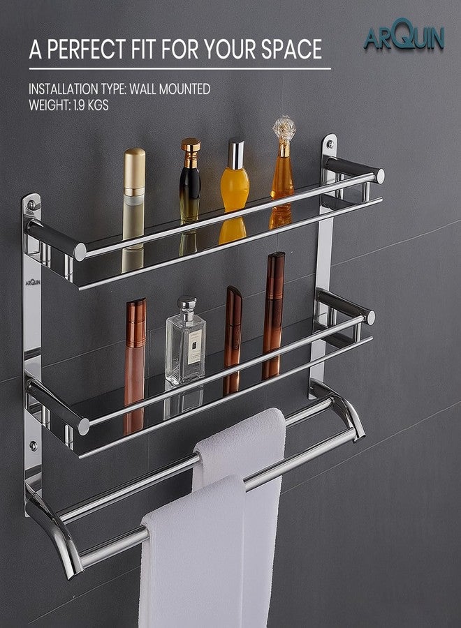 ARQUIN Bathroom Shelf | Bathroom Organiser Racks and Shelf | 304 Stainless Steel Wall Mount 3-Layer Multi-Purpose Shelf I Kitchen Wall Mount Shelf Organizer 5x15x6 Inch - Image 4